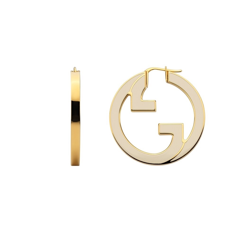 Gucci Gold Enamel GG Earrings – Gucci Gold Enamel GG Hoop Earrings
