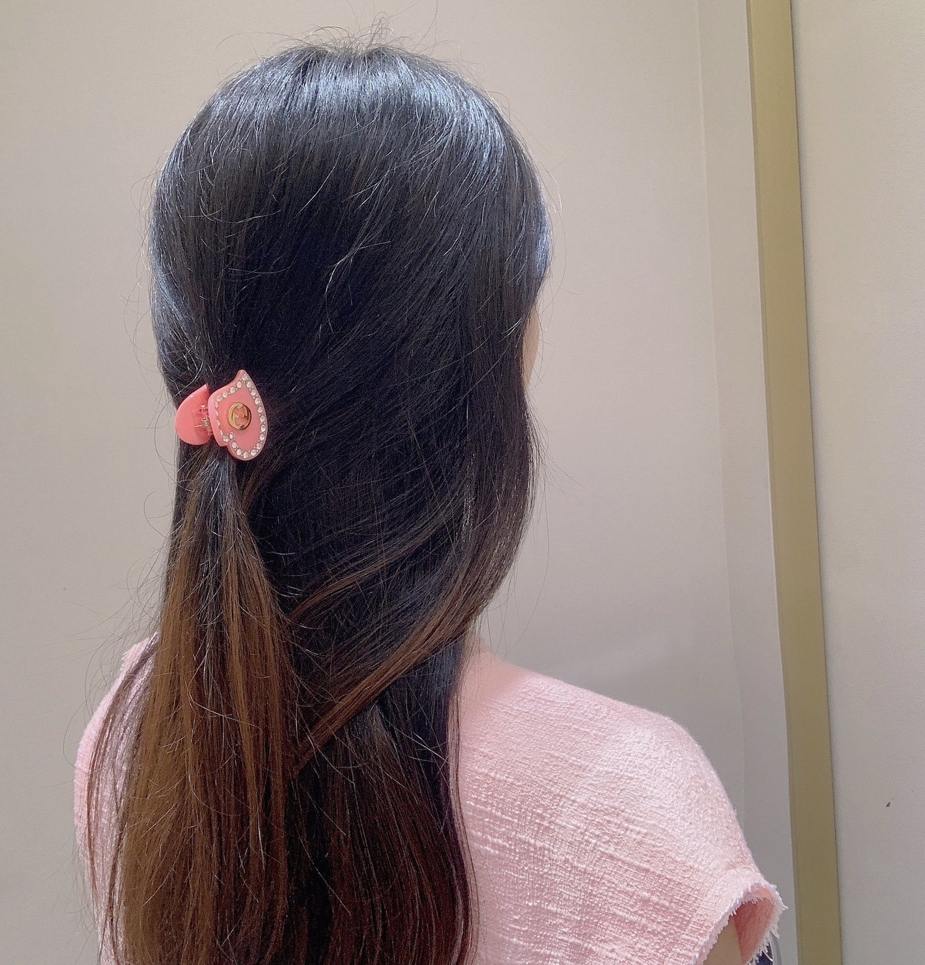 Pink Heart Crystal Hair Clip - Premium Quality