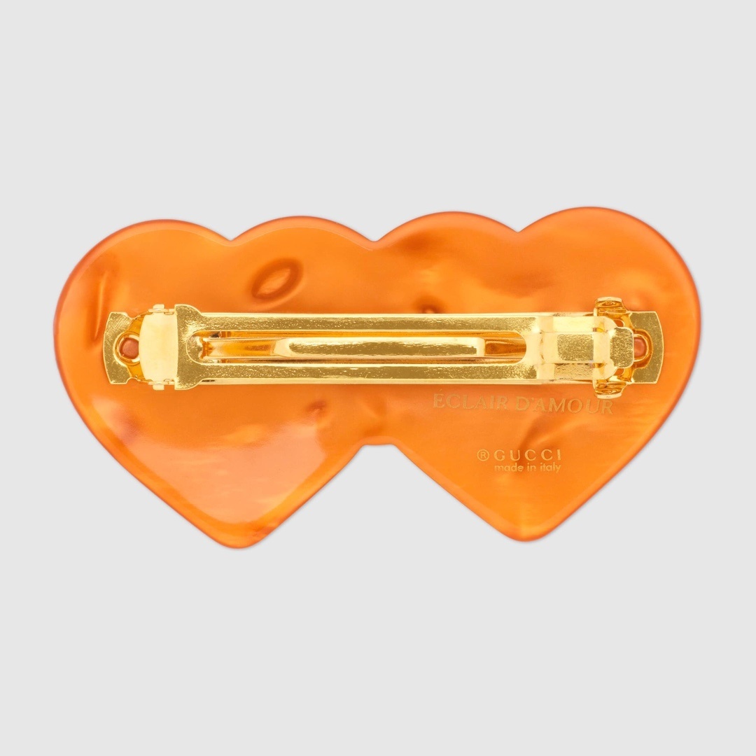 Gucci Orange Heart Resin Hair Clip - Designer Chic
