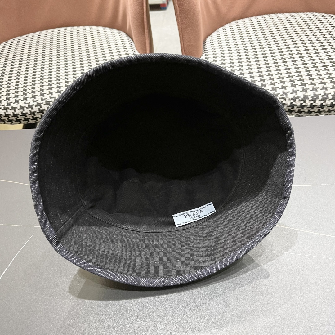 Prada Denim Bucket Hat – Navy Blue Designer Headwear