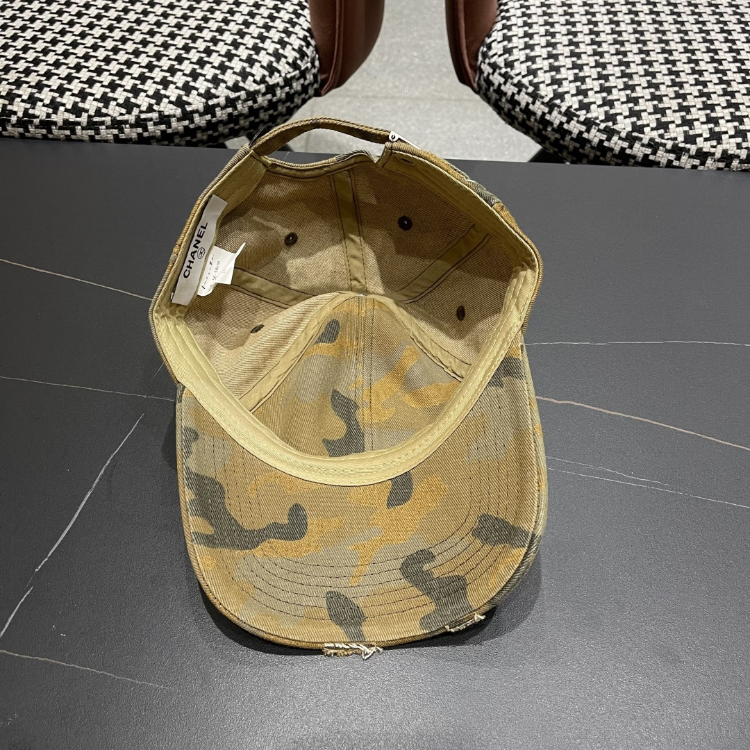 Chanel Camouflage Distressed Baseball Cap – Khaki & Grey