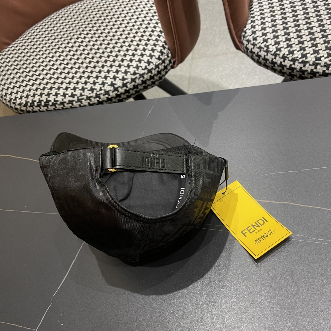 Fendi Black FF Motif Baseball Cap – Designer Headwear