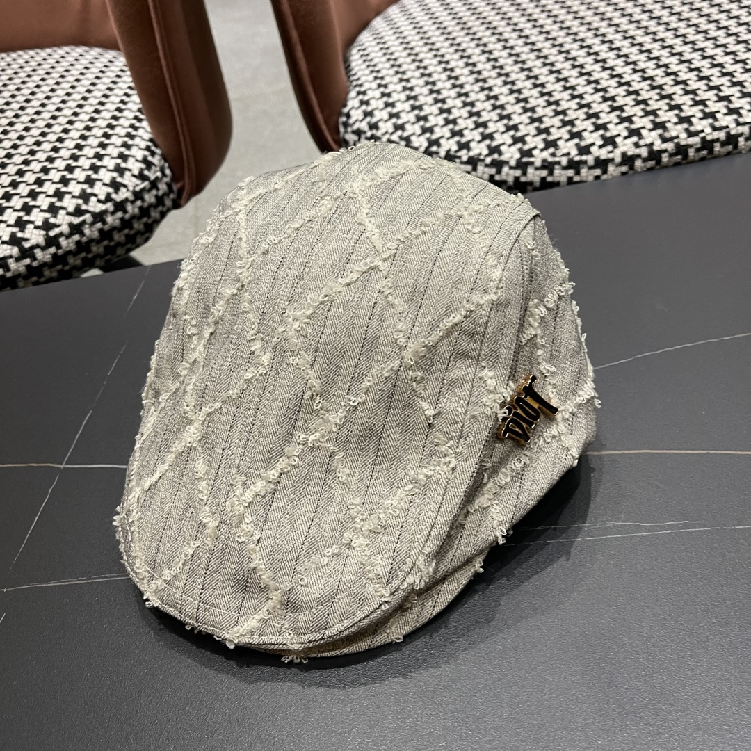 Distressed Gray Woven Newsboy Cap – Distressed Newsboy Cap – Gray