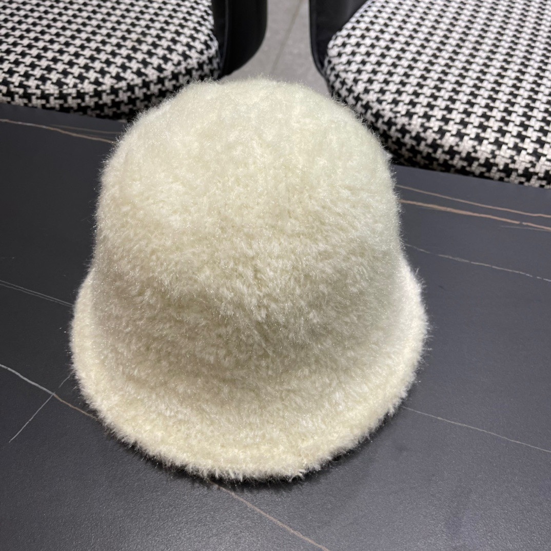 Prada Cream Fuzzy Bucket Hat – Winter Style