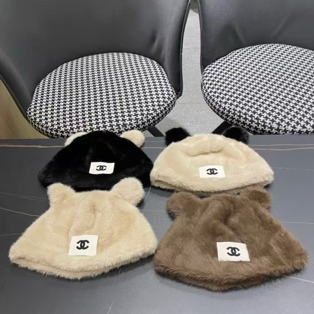 Chanel Furry Bear Ear Beanie – Designer Winter Hat