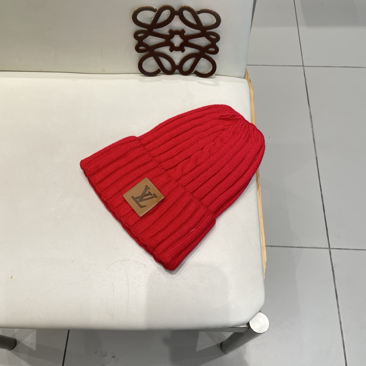 Louis Vuitton Red Knit Beanie Hat – Designer Warmth