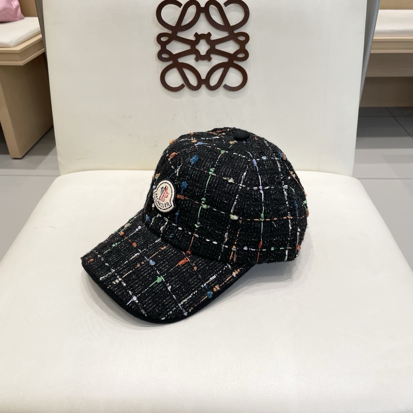 Moncler Black Tweed Baseball Cap – Designer Headwear