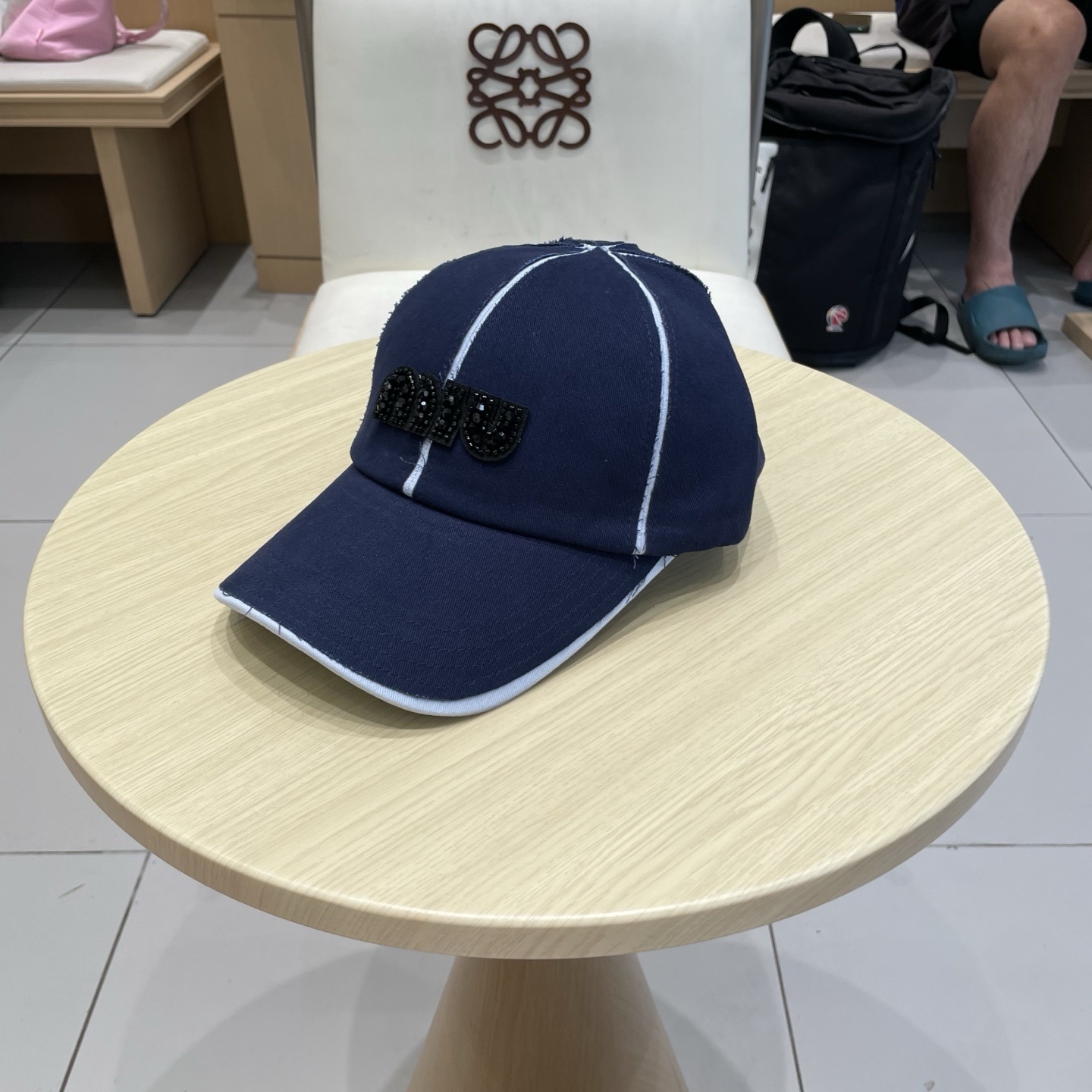 Miu Miu Navy Beaded Cap logo baseball – Miu Miu Navy Beaded Logo