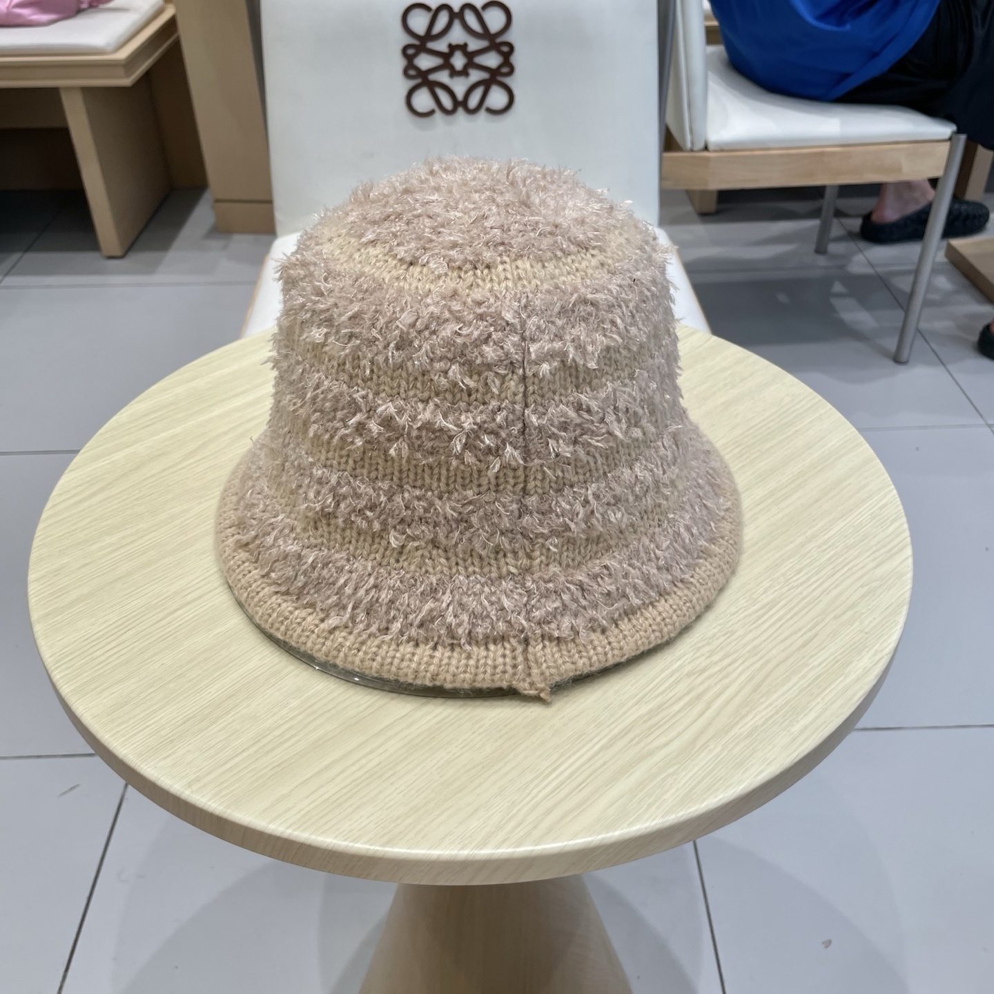 fluffy Moncler Beige Knit Bucket Hat – Moncler Beige Fluffy Knit