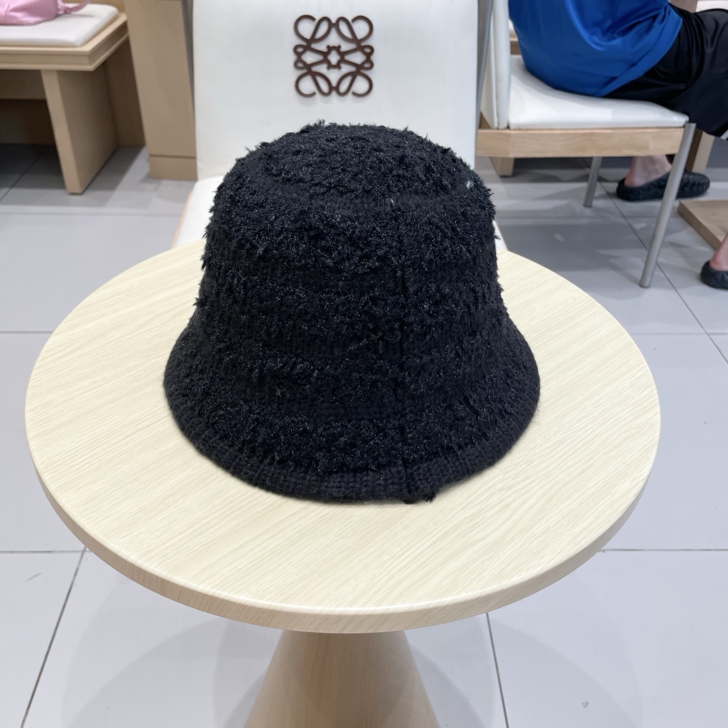 Moncler Black Textured Bucket Hat – Designer Headwear