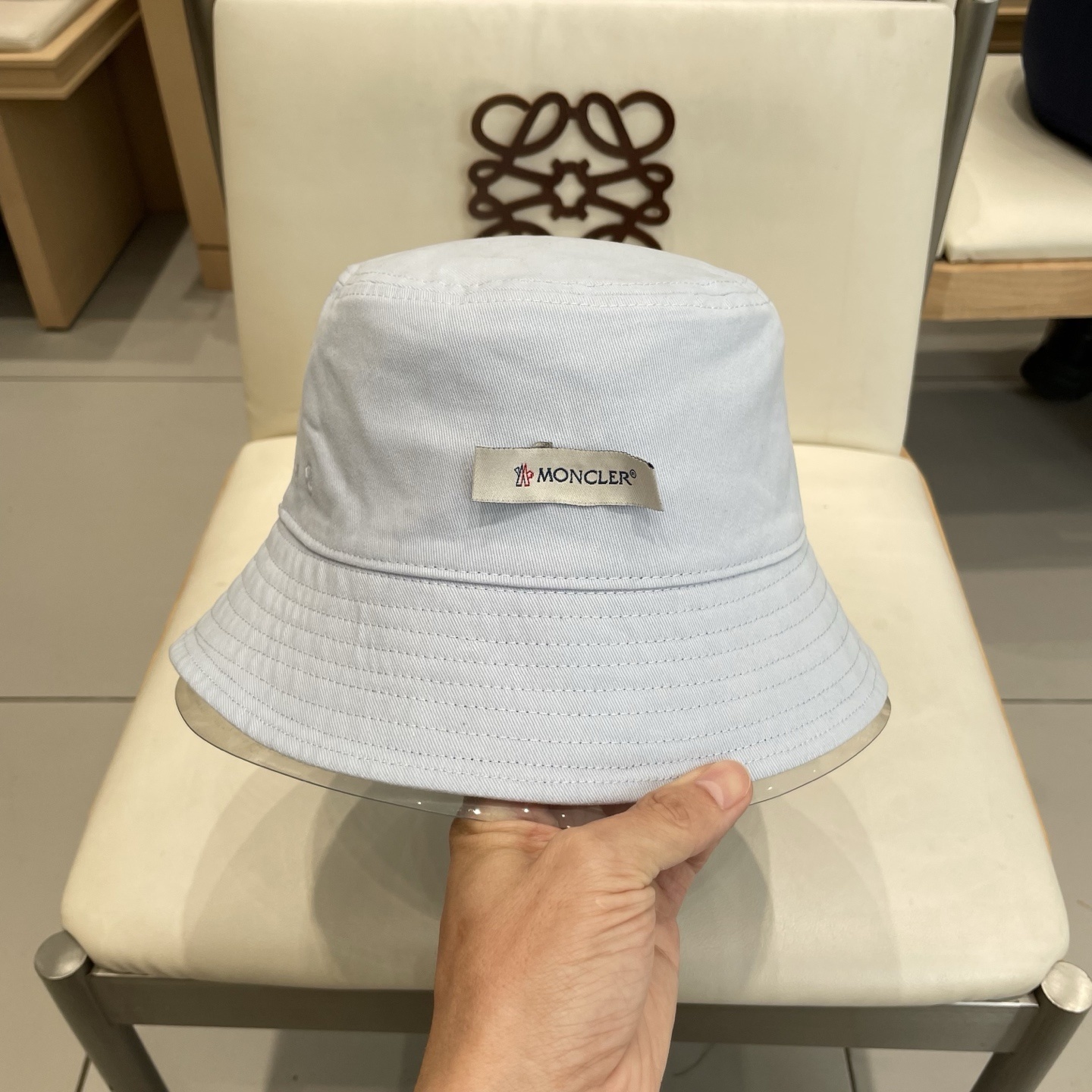 Moncler Light Blue Cotton Bucket Hat – Designer Style