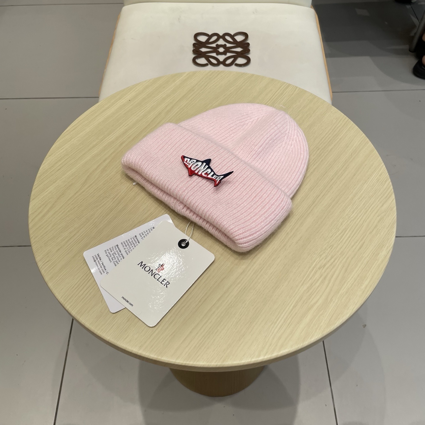 Moncler Pale Pink Wool Beanie – Shark Patch