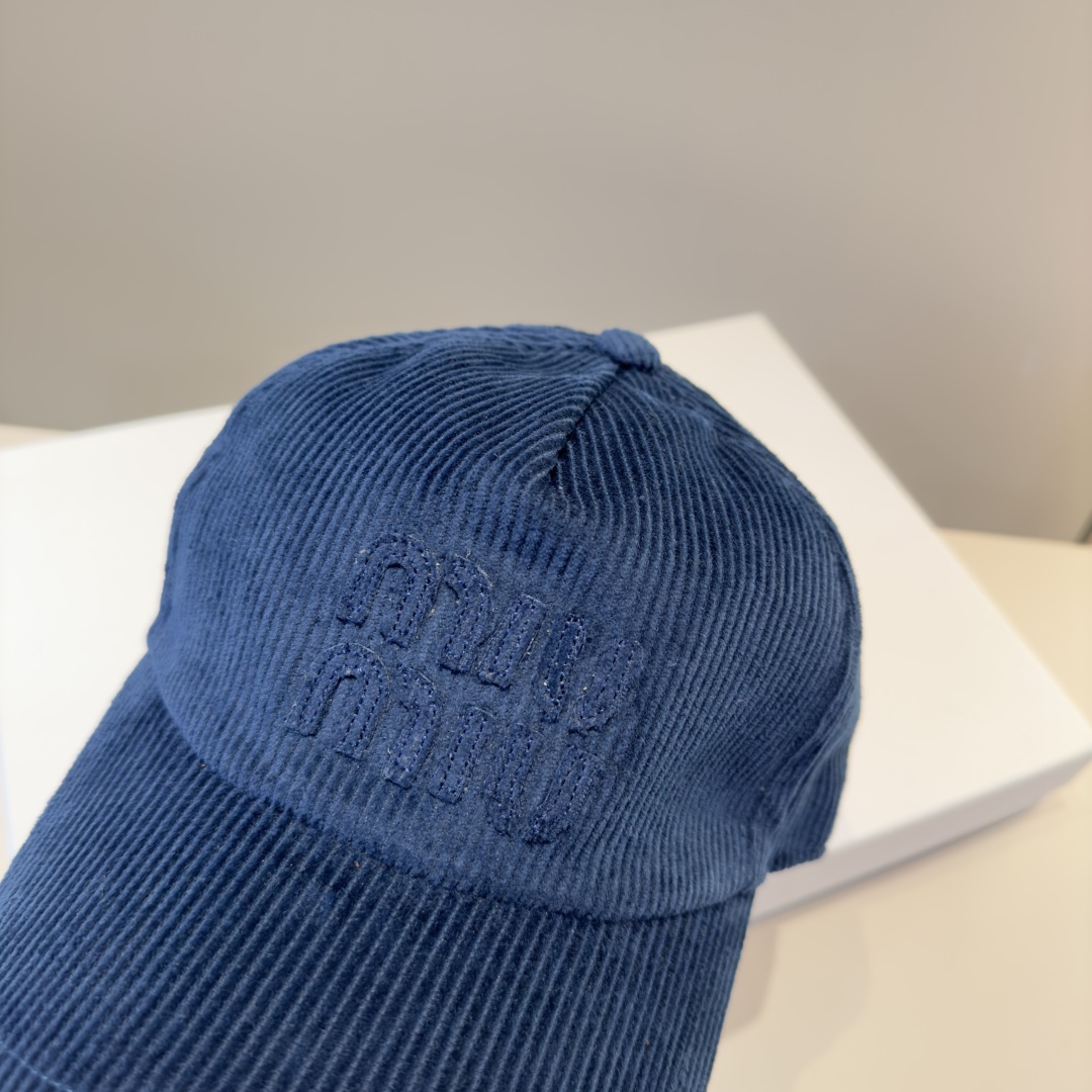Miu Navy Corduroy – Miu Logo Cap – Designer Headwear