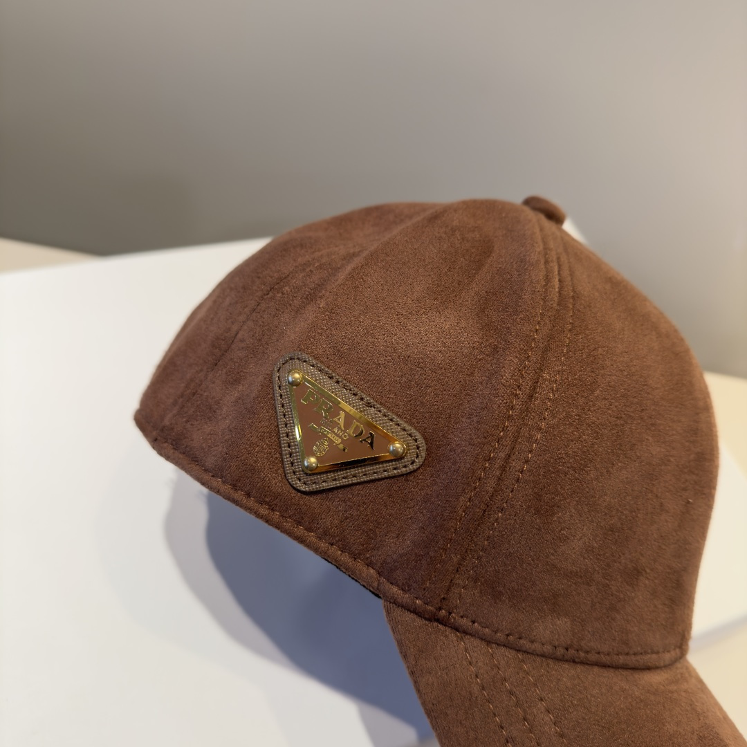 designer Prada Brown Suede Baseball Cap – Prada Suede Baseball Cap