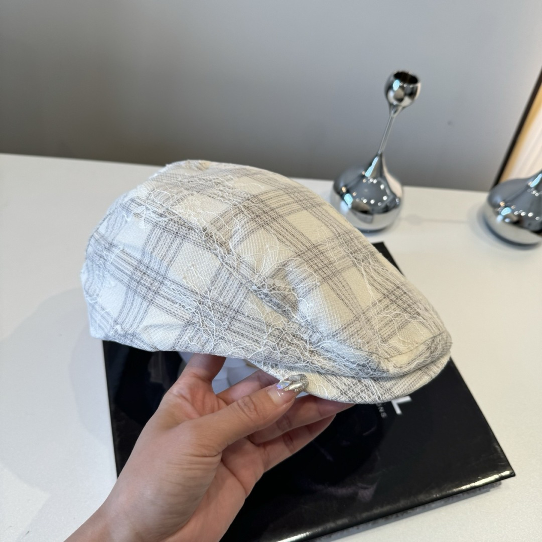 vintage Lace Plaid Newsboy Cap – Lace Plaid Newsboy Cap – Vintage