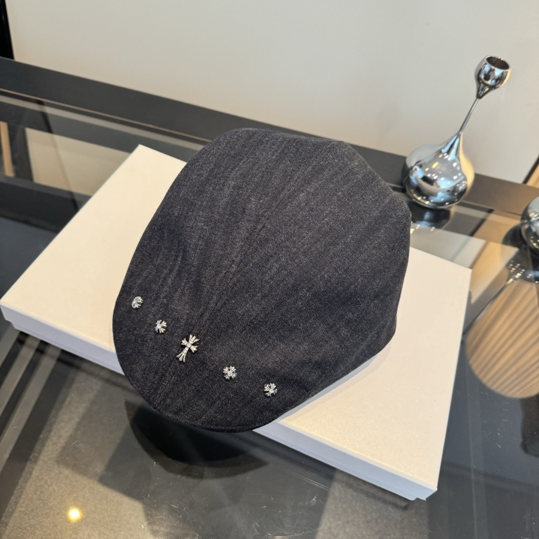 Chrome Hearts Denim Newsboy Cap silver – Chrome Hearts Denim Newsboy