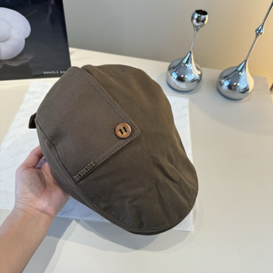 Burberry Olive Cotton Newsboy Cap classic