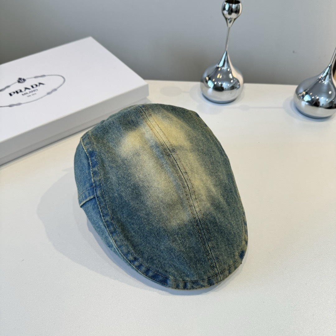 Prada Distressed Denim Newsboy Cap vintage
