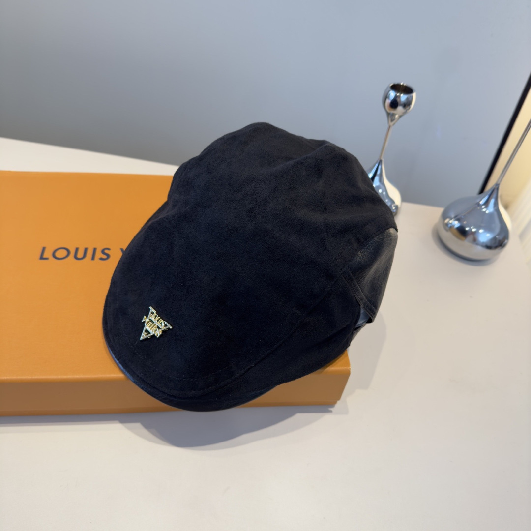 designer Louis Vuitton Black Velvet Newsboy Cap – Louis Vuitton Black
