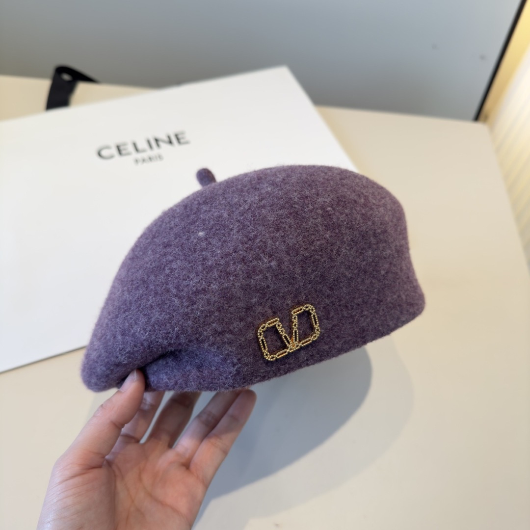 Valentino Purple Wool Beret gold – Valentino Purple Wool Beret – Gold