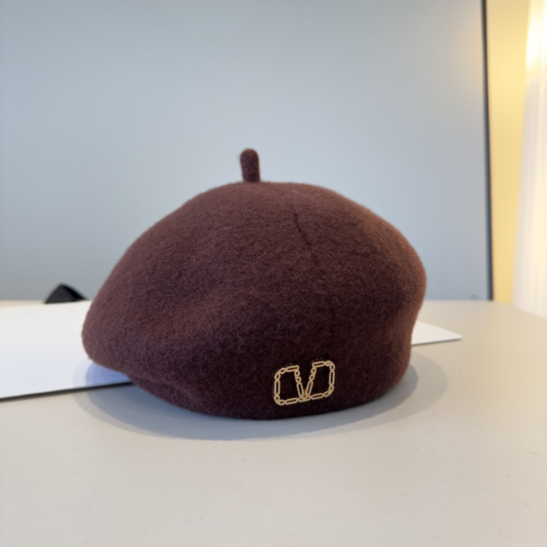 Valentino Brown Wool Beret 8315