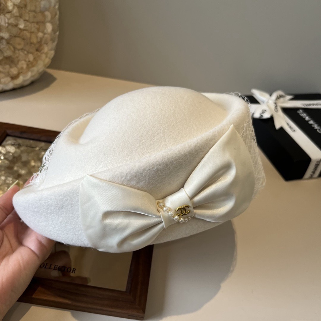 Chanel Ivory Wool Bow Hat designer – Chanel Ivory Wool Bow Hat