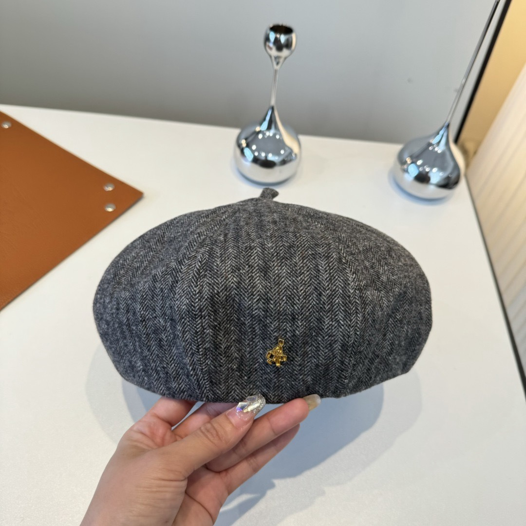 gold Vivienne Westwood Gray Wool Beret
