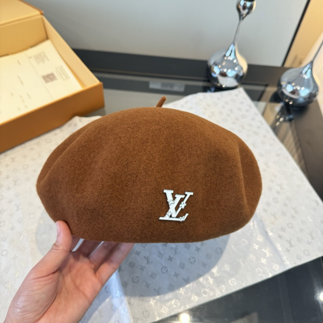Louis Vuitton Brown Wool Beret designer – Louis Vuitton Brown Wool