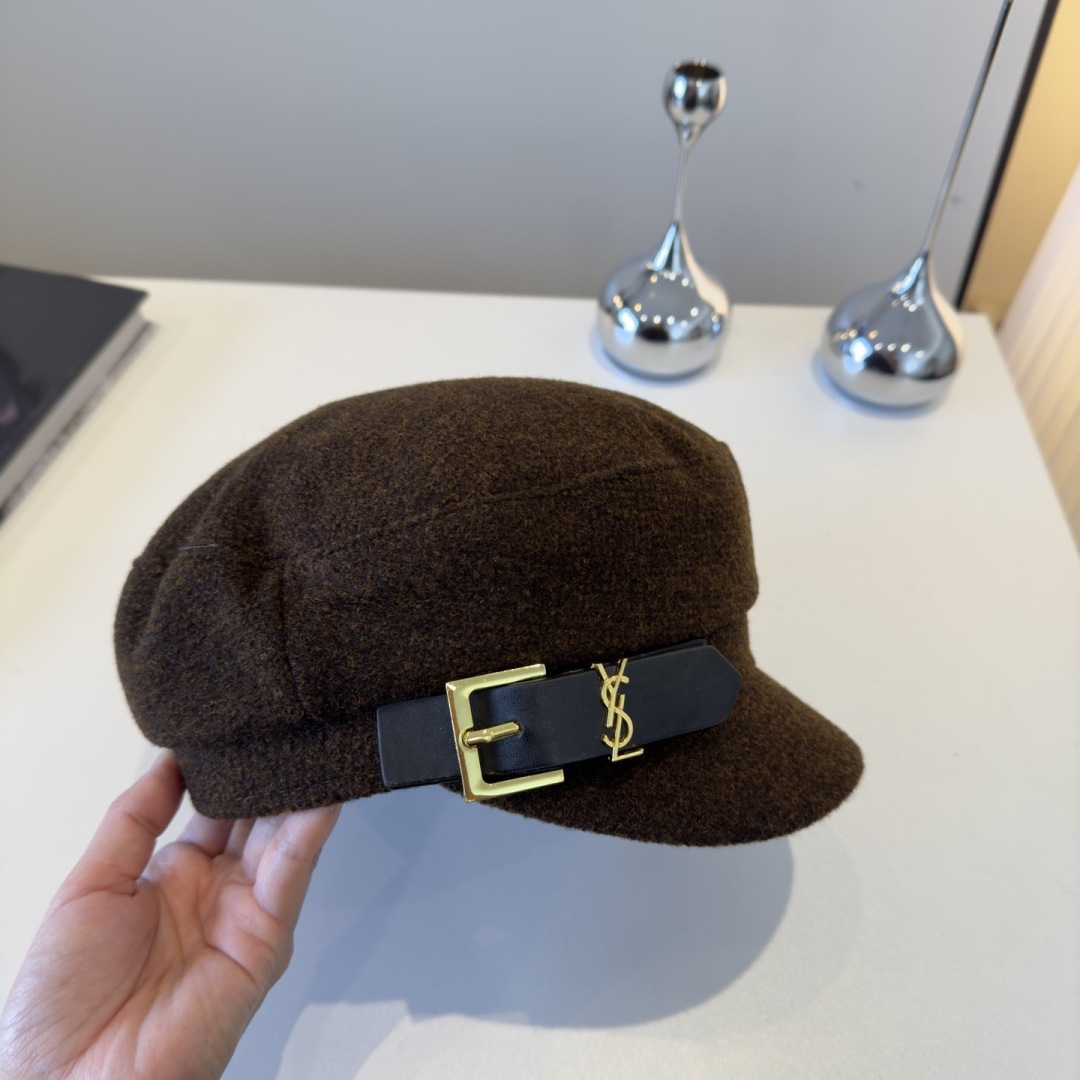 blend Saint Laurent Brown Wool Newsboy Cap