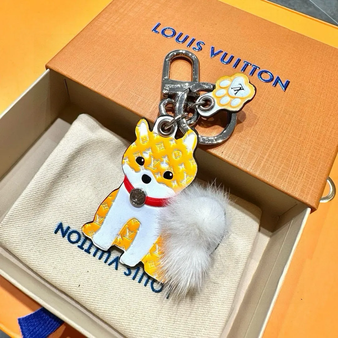 Louis Vuitton Dog Keychain - Yellow & White