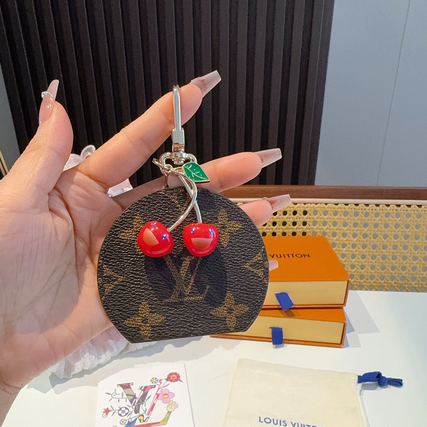 LV Monogram Cherry Keychain – LV Monogram Cherry Charm Keychain 2