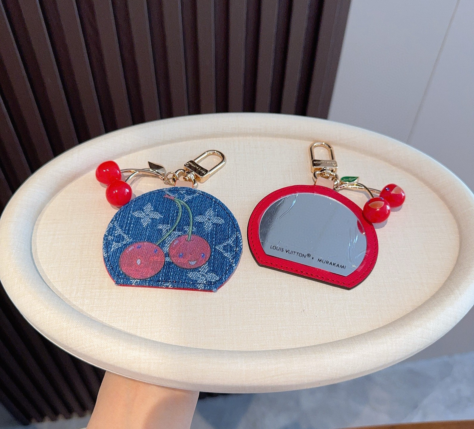 Louis Vuitton Denim Cherry Charm – LV Mirror Keychain