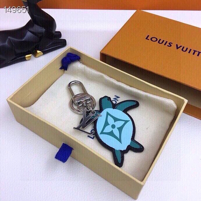 Louis Vuitton Blue Turtle Leather Keychain