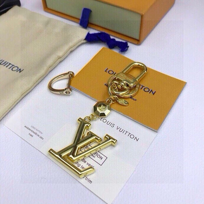 Louis Vuitton Gold LV Bag Charm Key Chain