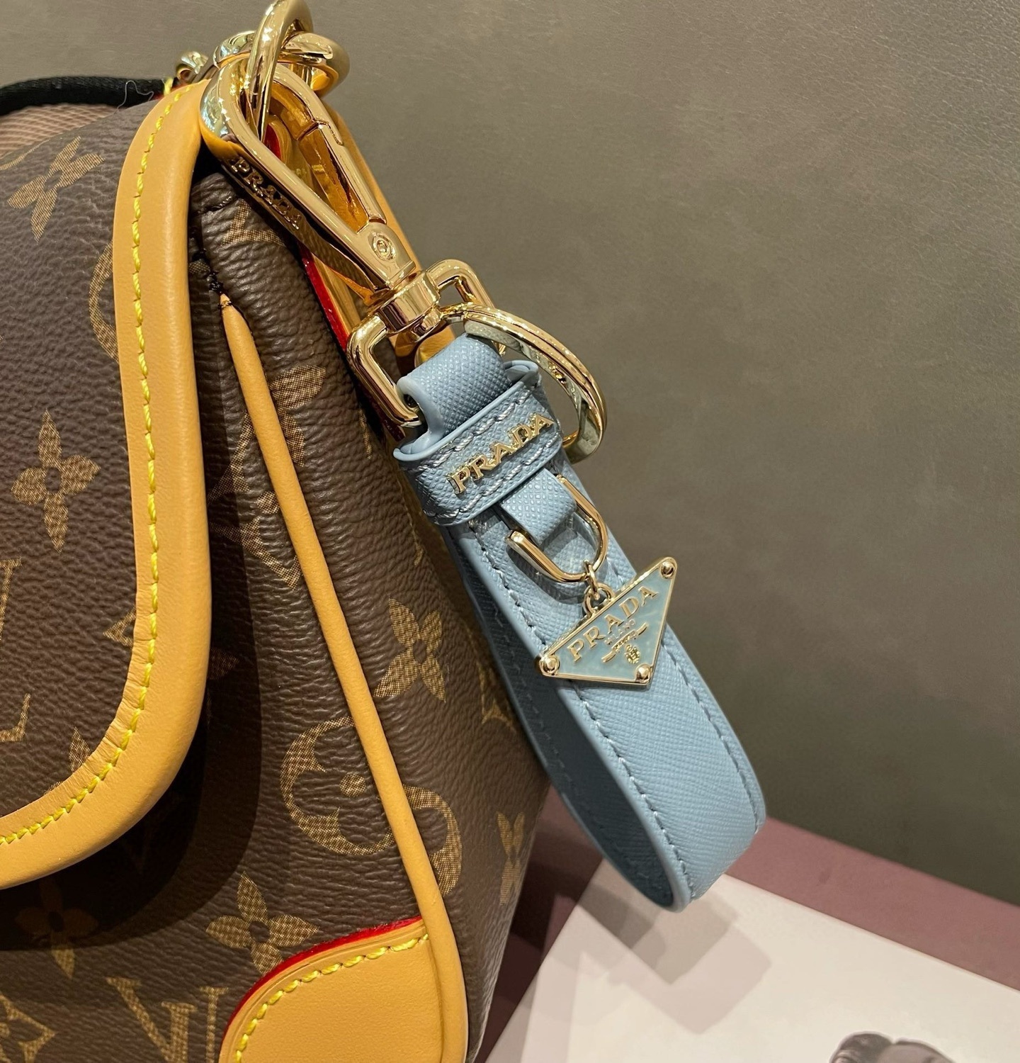 leather Prada light blue bag charm – Prada Light Blue Leather Bag