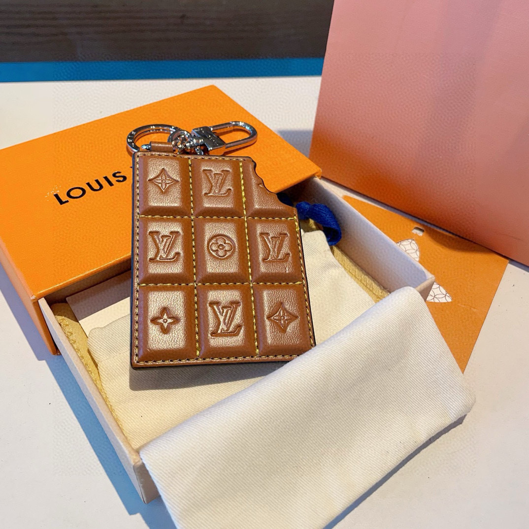LV Chocolate Bar Keychain – Louis Vuitton Leather Charm