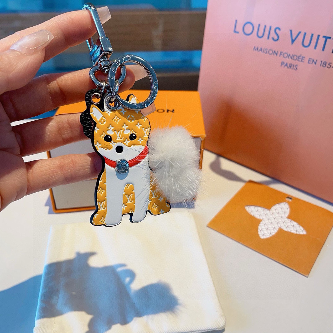 orange LV Shiba Inu Keychain – LV Shiba Inu Keychain Orange/White
