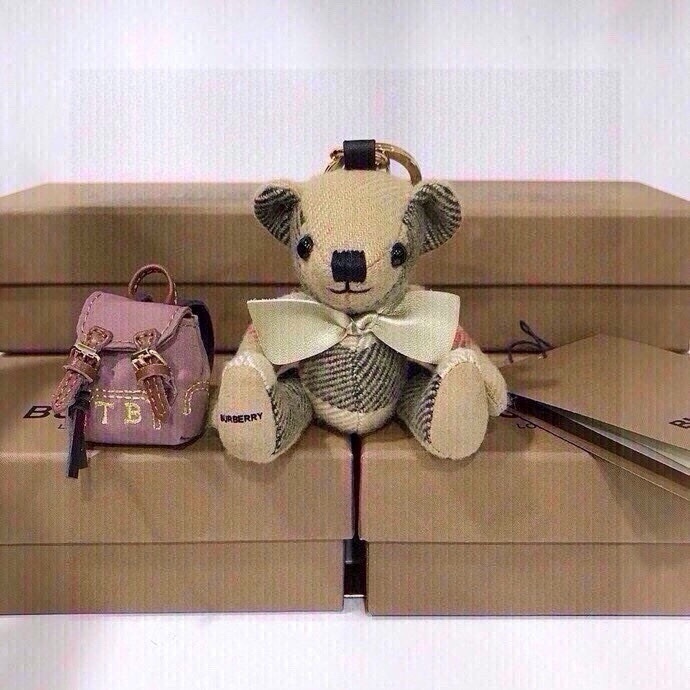Burberry Beige Check Bow Tie Teddy Charm