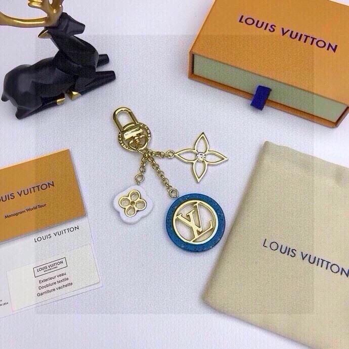 Louis Vuitton Blue Flower Keychain – Louis Vuitton Blue Leather Flower