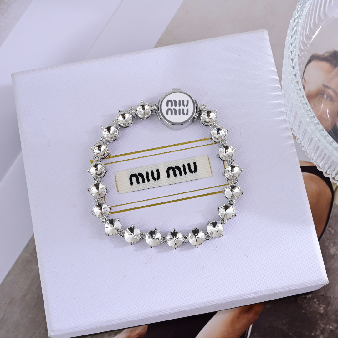 Miu Miu Crystal Beaded Bracelet – Silver Finish