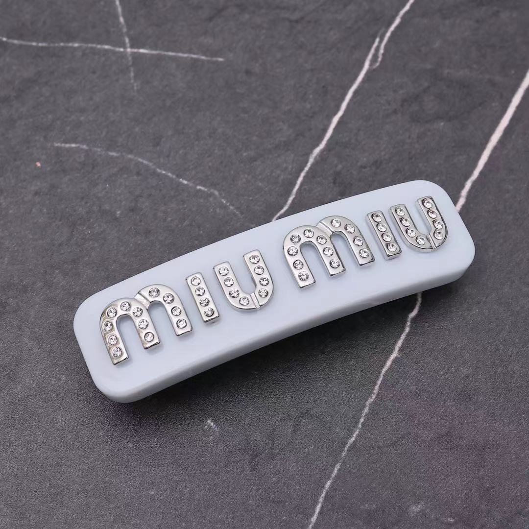 crystal Miu Miu Sky Blue Hair Clip - Miu Miu Sky Blue Crystal Logo