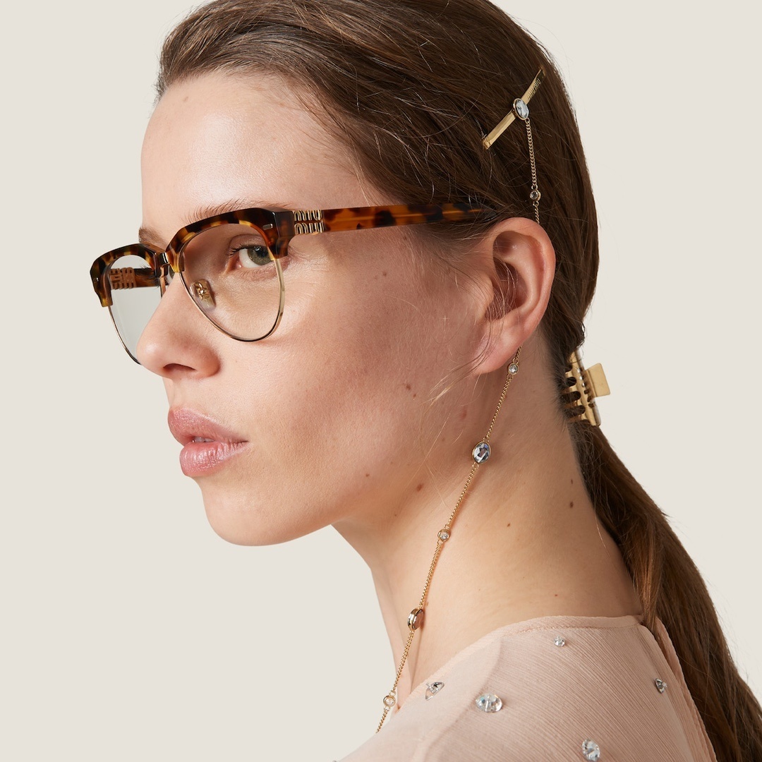 Elegant Gold Hair Clip with Crystal Chain