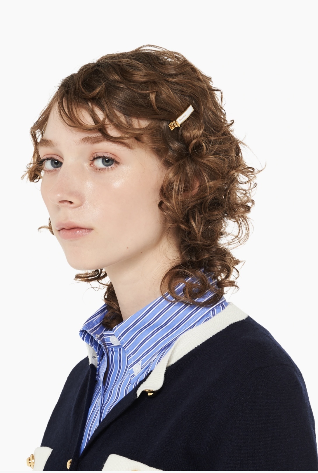 Miu Miu Inspired Premium Hair Clips - Gold & White