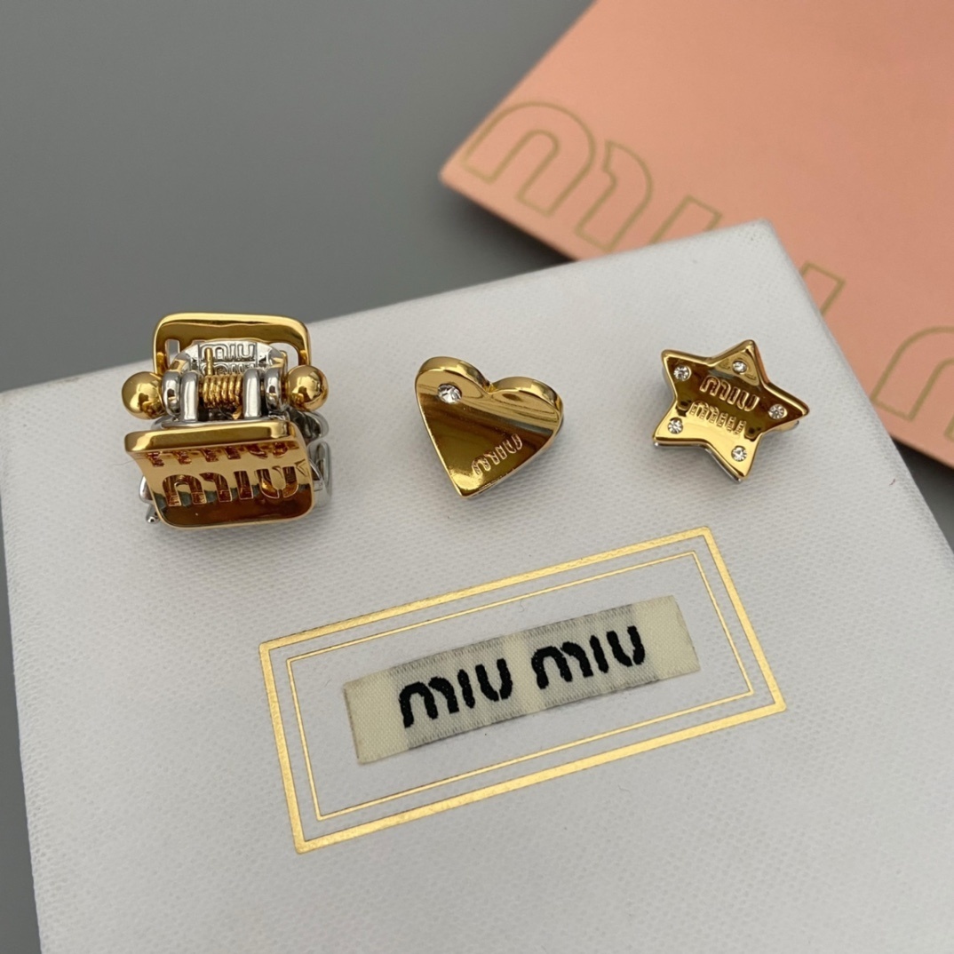 Miu Miu Premium Hair Clip Set - Gold & Silver Accents