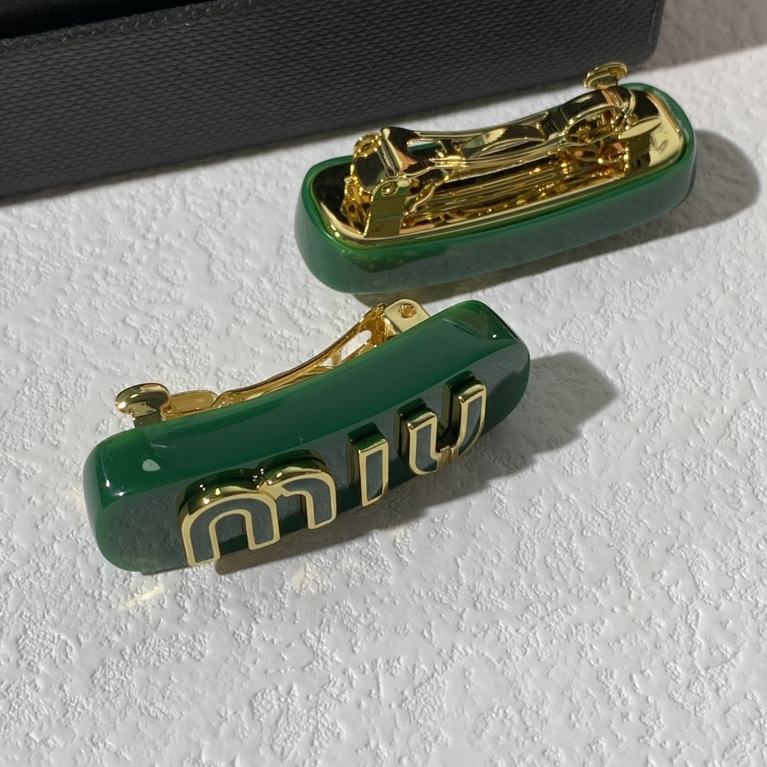 Miu Miu Inspired Green & Gold Premium Hair Clips