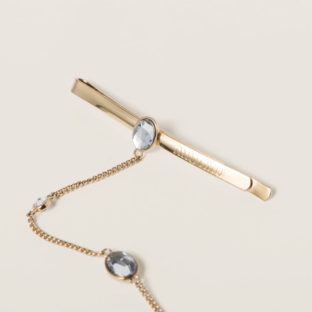 Miu Gold Crystal Chain Hair - Miu Clip - Designer Elegance