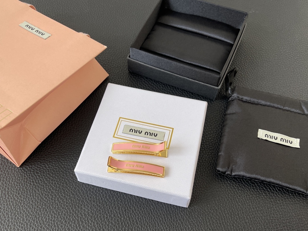 Miu Miu Pink Logo Hair Clips - Premium Quality