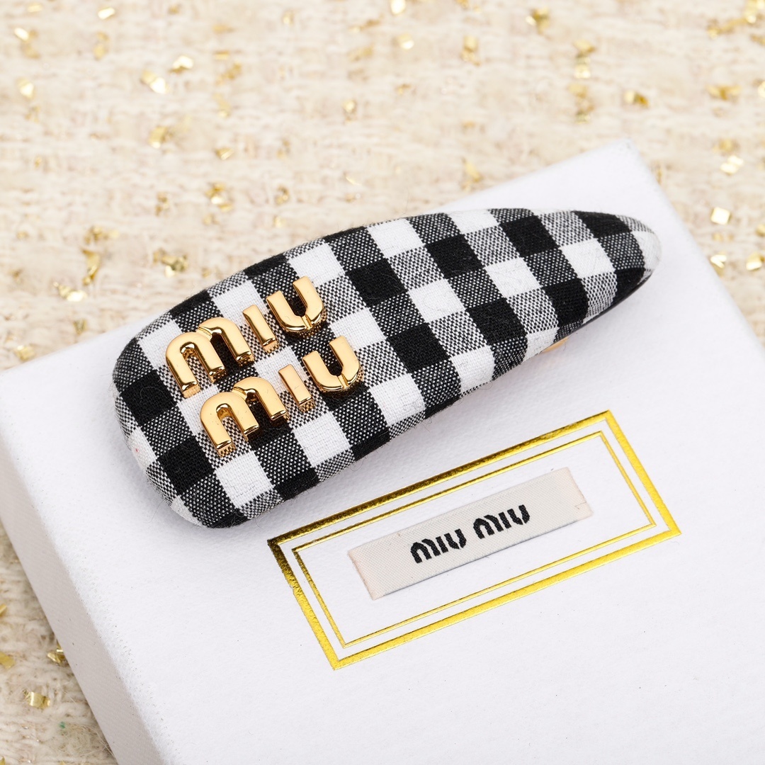 Miu Miu Gingham Hair Clip designer - Miu Miu Gingham Hair Clip