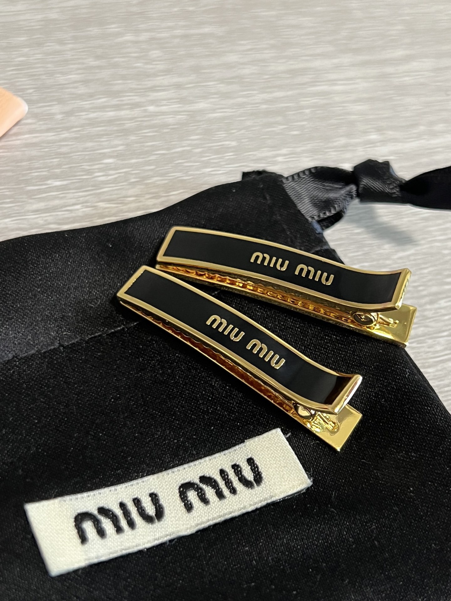 Miu Miu Gold-Tone Logo Hair Clips - Premium Quality