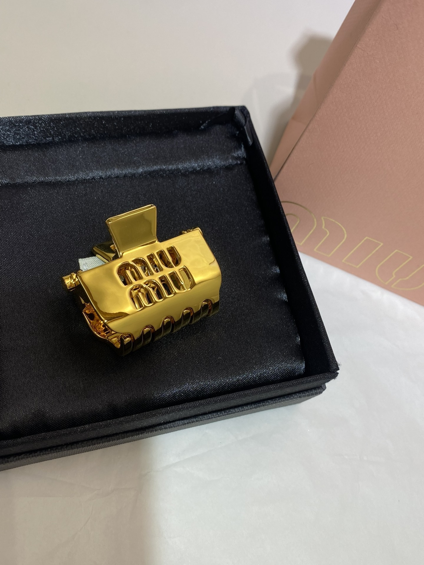 Miu Miu Gold Logo Hair Clip - Premium Quality